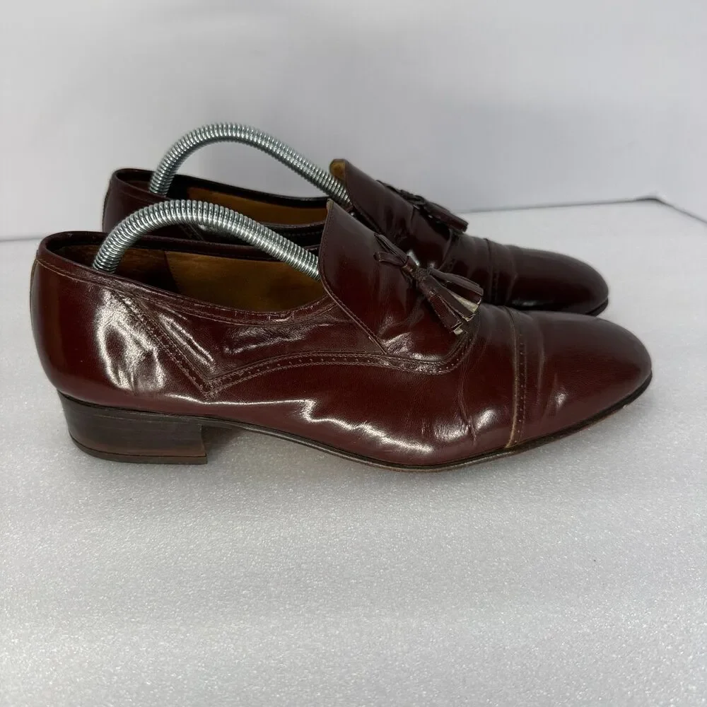 Jonathan Richards Oxford Shoes Men 9 Cordovan Leather Tasseled Slip On Cap Toe